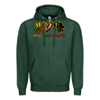 Sports Green Peace love Juneteenth Zipper Hoodie - HowdyJamesFarm
