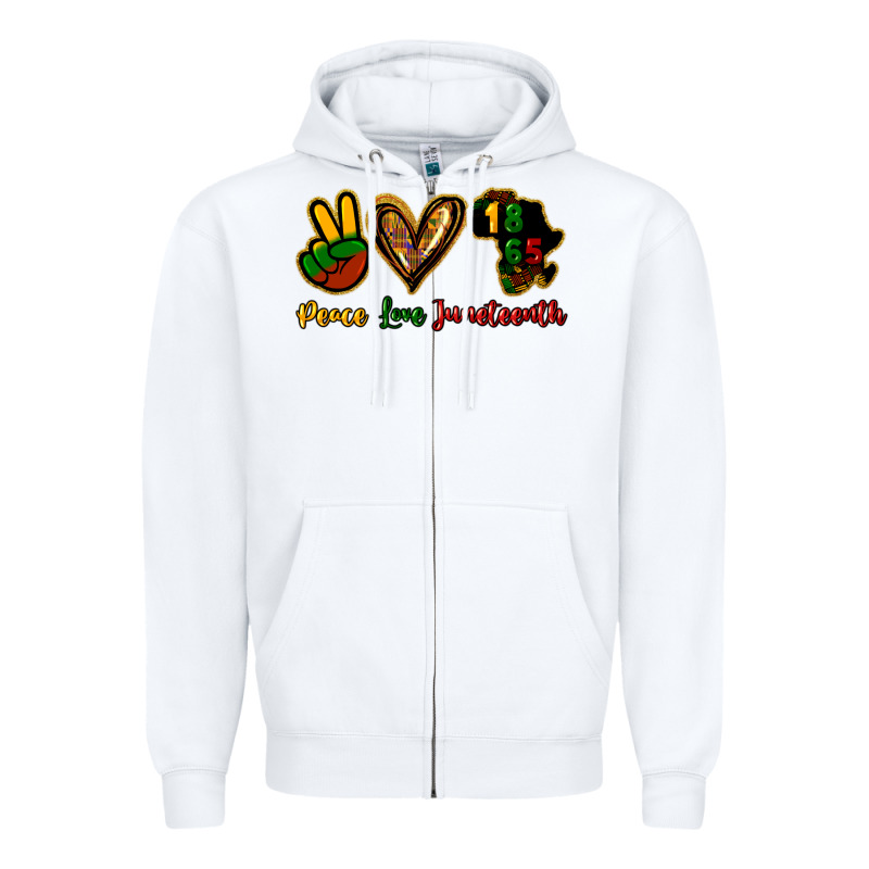 Peace Love Juneteenth Zipper Hoodie by HowdyJamesFarm | Teevron
