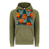 Vintage Olive basketball hoop seamless pattern Vintage Hoodie - BundleAndBundleShop