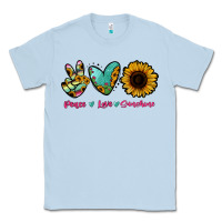 Dusty Blue Peace Love Sunshine Classic Tee - RanaPortraitStore