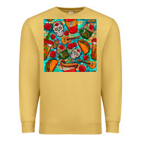 Antique Gold hispanic heritage month coffee cups and taco with glitter and leopard  Premium Sweatshirt - BundleAndBundleShop