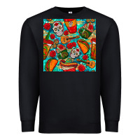 Black hispanic heritage month coffee cups and taco with glitter and leopard  Premium Sweatshirt - BundleAndBundleShop
