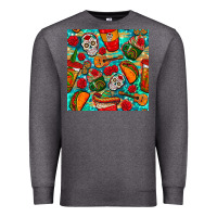 Charcoal Heather hispanic heritage month coffee cups and taco with glitter and leopard  Premium Sweatshirt - BundleAndBundleShop