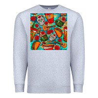 Heather Grey hispanic heritage month coffee cups and taco with glitter and leopard  Premium Sweatshirt - BundleAndBundleShop