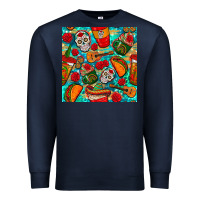 Navy hispanic heritage month coffee cups and taco with glitter and leopard  Premium Sweatshirt - BundleAndBundleShop