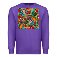 Purple hispanic heritage month coffee cups and taco with glitter and leopard  Premium Sweatshirt - BundleAndBundleShop