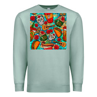 Seafoam hispanic heritage month coffee cups and taco with glitter and leopard  Premium Sweatshirt - BundleAndBundleShop