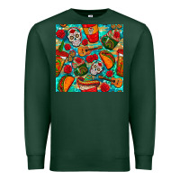 Sports Green hispanic heritage month coffee cups and taco with glitter and leopard  Premium Sweatshirt - BundleAndBundleShop