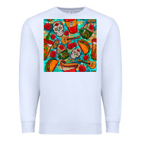 White hispanic heritage month coffee cups and taco with glitter and leopard  Premium Sweatshirt - BundleAndBundleShop
