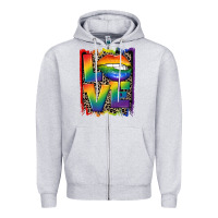 Heather Grey Love pride Zipper Hoodie - CowGirlArtShop