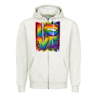 Oatmeal Heather Love pride Zipper Hoodie - CowGirlArtShop