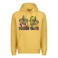 Antique Gold mardi gras skeleton hands  fleur de lis Premium Hoodie - OliviaCreatesArt