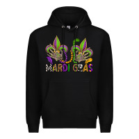 Black mardi gras skeleton hands  fleur de lis Premium Hoodie - OliviaCreatesArt