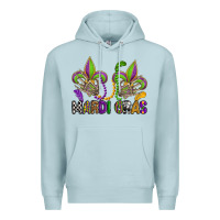 Blue Mist mardi gras skeleton hands  fleur de lis Premium Hoodie - OliviaCreatesArt