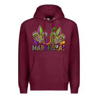 Burgundy mardi gras skeleton hands  fleur de lis Premium Hoodie - OliviaCreatesArt
