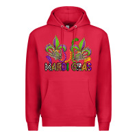 Cardinal mardi gras skeleton hands  fleur de lis Premium Hoodie - OliviaCreatesArt