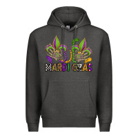 Charcoal Heather mardi gras skeleton hands  fleur de lis Premium Hoodie - OliviaCreatesArt