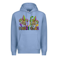 Colony Blue mardi gras skeleton hands  fleur de lis Premium Hoodie - OliviaCreatesArt