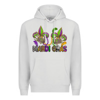 Dove Grey mardi gras skeleton hands  fleur de lis Premium Hoodie - OliviaCreatesArt