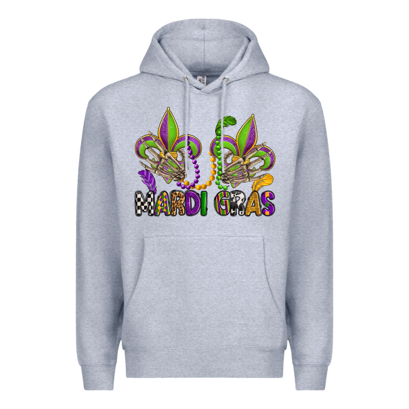 Mardi Gras Skeleton Hands  Fleur De Lis Premium Hoodie by OliviaCreatesArt | Teevron