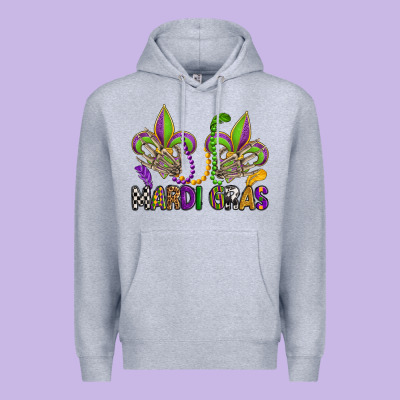 Mardi Gras Skeleton Hands  Fleur De Lis Premium Hoodie Designed By Oliviacreatesart