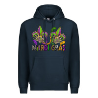 Navy mardi gras skeleton hands  fleur de lis Premium Hoodie - OliviaCreatesArt