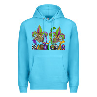 Ocean Blue mardi gras skeleton hands  fleur de lis Premium Hoodie - OliviaCreatesArt