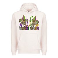 Pale Pink mardi gras skeleton hands  fleur de lis Premium Hoodie - OliviaCreatesArt