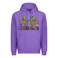 Purple mardi gras skeleton hands  fleur de lis Premium Hoodie - OliviaCreatesArt