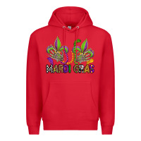 Red mardi gras skeleton hands  fleur de lis Premium Hoodie - OliviaCreatesArt
