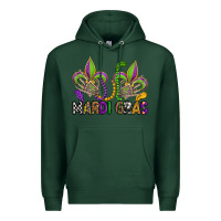 Sports Green mardi gras skeleton hands  fleur de lis Premium Hoodie - OliviaCreatesArt