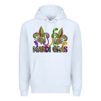 White mardi gras skeleton hands  fleur de lis Premium Hoodie - OliviaCreatesArt
