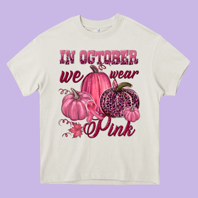 In October We Wear Pink Heavy Core Tee Designed By Nancycooperartshop