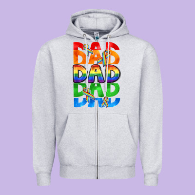 Dad Dad Dad Pride Zipper Hoodie Designed By Cowgirlartshop