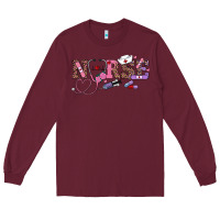 Burgundy valentines day nurse Long Sleeve Tee - RanaPortraitStore