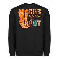 Black Give Cancer the boot Kidney Cancer orange ribbon Heavyweight Sweatshirt - NancyCooperArtShop
