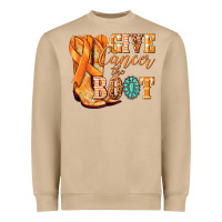 Give Cancer The Boot Kidney Cancer Orange Ribbon Heavyweight Sweatshirt | Teevron