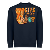 Navy Give Cancer the boot Kidney Cancer orange ribbon Heavyweight Sweatshirt - NancyCooperArtShop