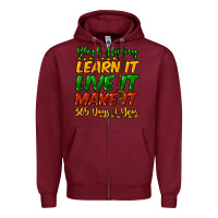 Burgundy Black history learn it live it make it 365 days Zipper Hoodie - HowdyJamesFarm