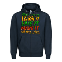 Navy Black history learn it live it make it 365 days Zipper Hoodie - HowdyJamesFarm
