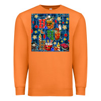 Carrot christmas ho ho ho with coffee cups and ornaments with plaid seamless  Premium Sweatshirt - BundleAndBundleShop