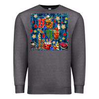 Charcoal Heather christmas ho ho ho with coffee cups and ornaments with plaid seamless  Premium Sweatshirt - BundleAndBundleShop