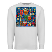 Christmas Ho Ho Ho With Coffee Cups And Ornaments With Plaid Seamless  Premium Sweatshirt | Teevron