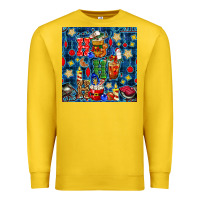 Lemon christmas ho ho ho with coffee cups and ornaments with plaid seamless  Premium Sweatshirt - BundleAndBundleShop