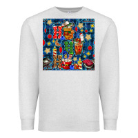 Oatmeal Heather christmas ho ho ho with coffee cups and ornaments with plaid seamless  Premium Sweatshirt - BundleAndBundleShop