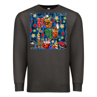 Smoke christmas ho ho ho with coffee cups and ornaments with plaid seamless  Premium Sweatshirt - BundleAndBundleShop