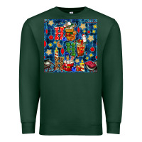 Sports Green christmas ho ho ho with coffee cups and ornaments with plaid seamless  Premium Sweatshirt - BundleAndBundleShop