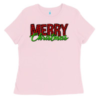 Bubblegum Pink merry christmas tartan Ladies Tee - Jasminsmagicworld