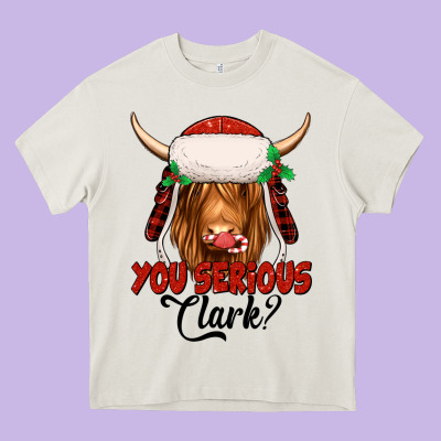 You Serious Clark Highland Cow Heavy Core Tee Designed By Jasminsmagicworld