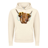 Vintage Artic highland cow with sunflowers turquoise Vintage Hoodie - RanaPortraitStore